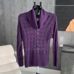 Tristan Purple Sweater with Shawl Collar L